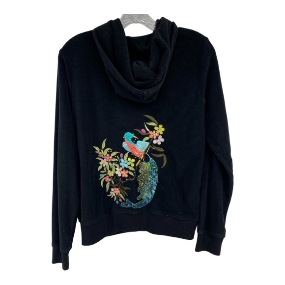 BCBGMaxazria Sz Large Black Peacock Track Jacket - Picture 2 of 6